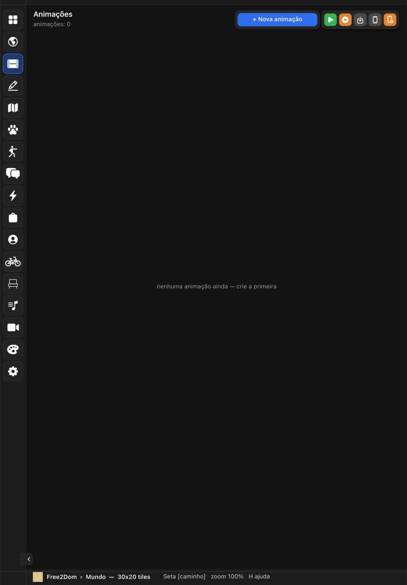 Seção ANIMAÇÕES no iPad: a galeria de animações