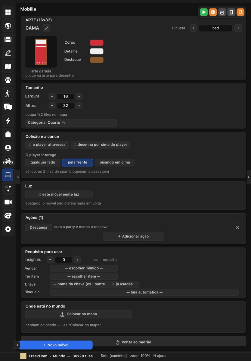 Seção MOBÍLIA no iPad
