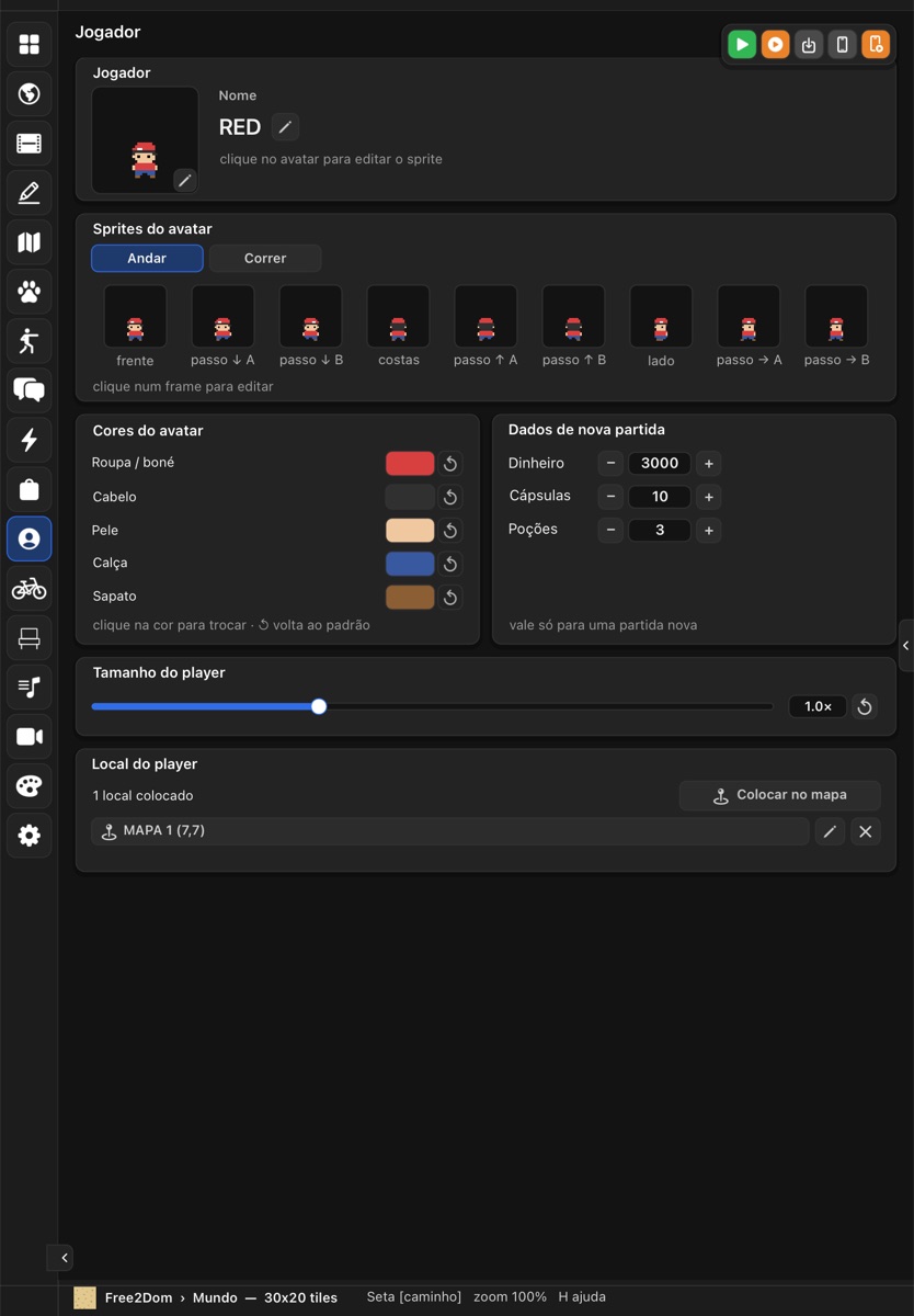 Seção PLAYER no iPad