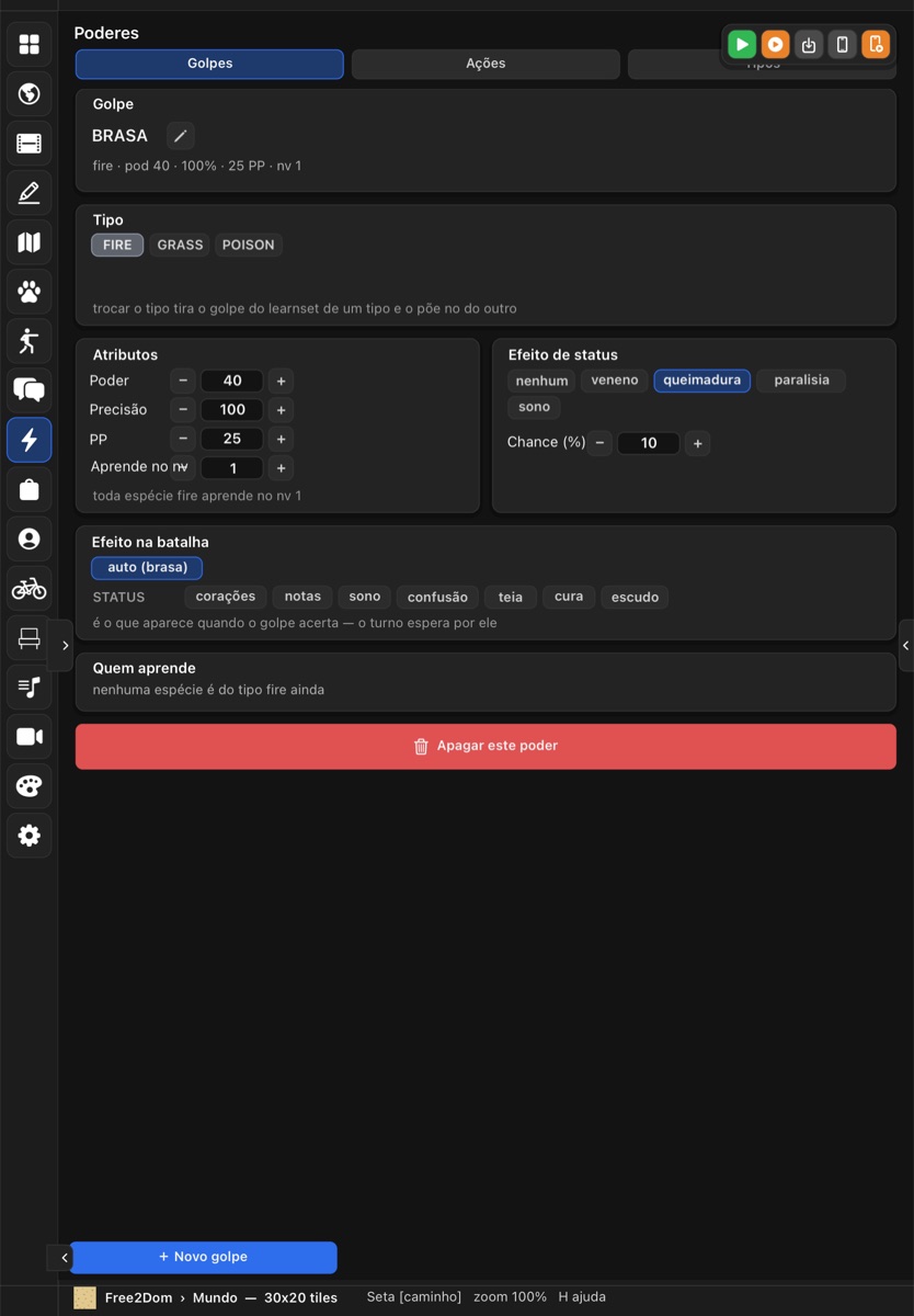 Seção PODERES no iPad